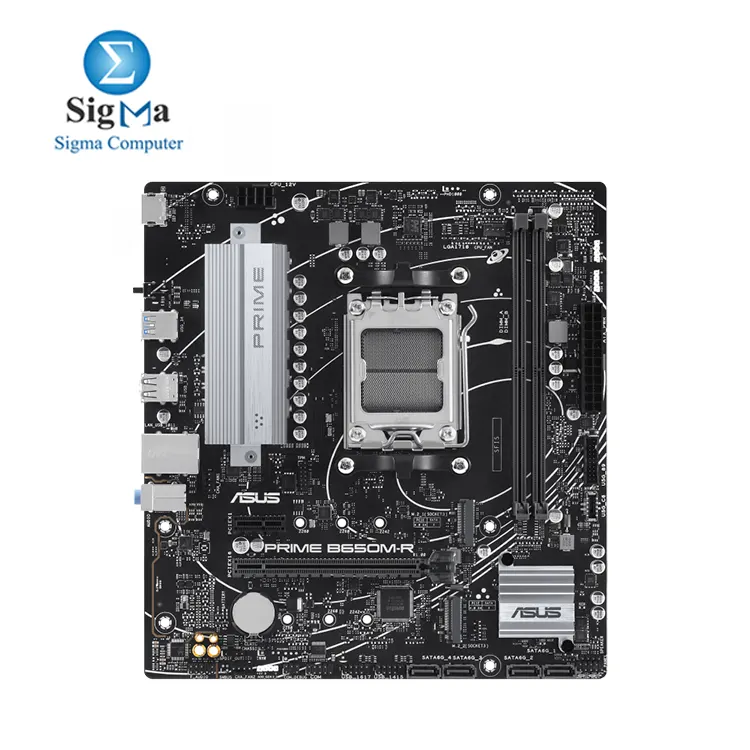 ASUS PRIME B650M-R Micro-ATX motherboard  DDR5  PCIe 4.0 support  Realtek 2.5Gb Ethernet  HDMI  SATA 6 Gbps  front USB 5Gbps Type-C  BIOS FlashBack  Two-Way AI Noise Cancelation  Aura Sync