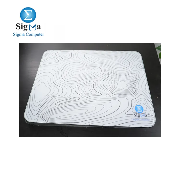 White topographic glass gaming mouse pad  29.5 X 30.5 