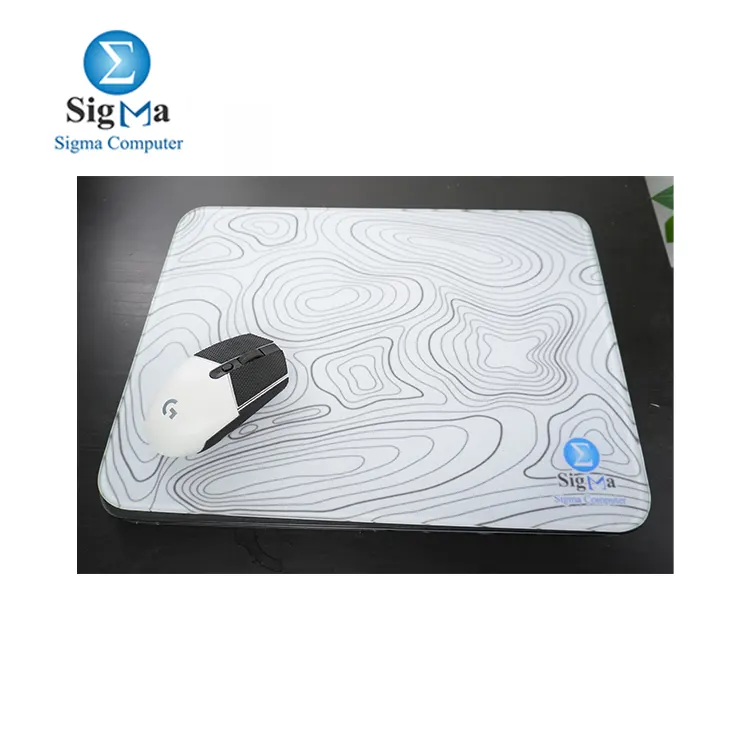 White topographic glass gaming mouse pad  29.5 X 30.5 