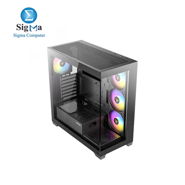 Antec CX300 ARGB Black  with Panoramic 270 Degree View, Vertical Cooling, 4X 120mm Pre Installed RGB Fans, 420mm GPU Support, Atx Mid Tower Gaming and Antec Atom V650 650 Watts Non-Modular Gaming Power Supply