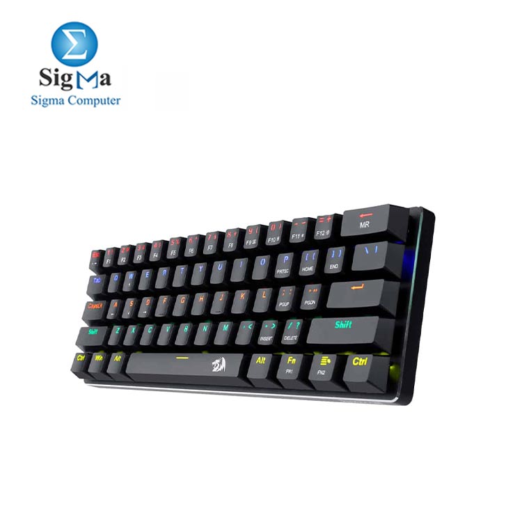 REDRAGON K613 JAX 60% Gaming Mechanical Keyboard - Blue Switches - Rainbow LED Lighting - Black