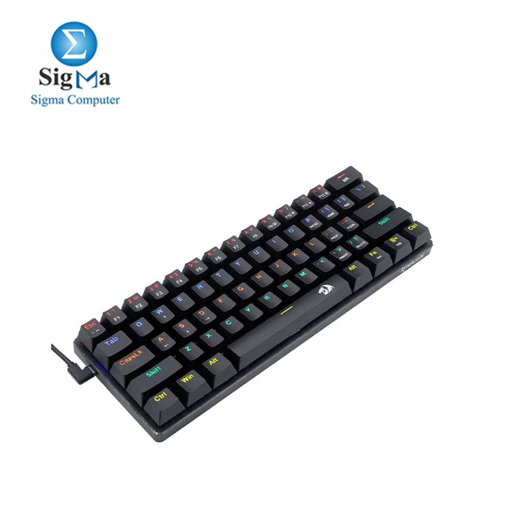 REDRAGON K613 JAX 60% Gaming Mechanical Keyboard - Blue Switches - Rainbow LED Lighting - Black