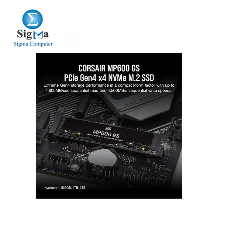 Corsair MP600 GS 1TB PCIe Gen4 x4 NVMe M.2 SSD – High-Density TLC NAND – M.2 2280 – DirectStorage Compatible - Up to 4,800MB/sec – Great for PCIe 4.0 Notebooks - Black