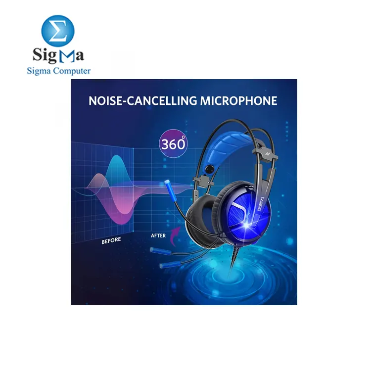 ABKONCORE B581 USB Gaming Headset with 7.1 Surround Sound - Noise-Cancelling Mic  On-Ear Controls  LED Light