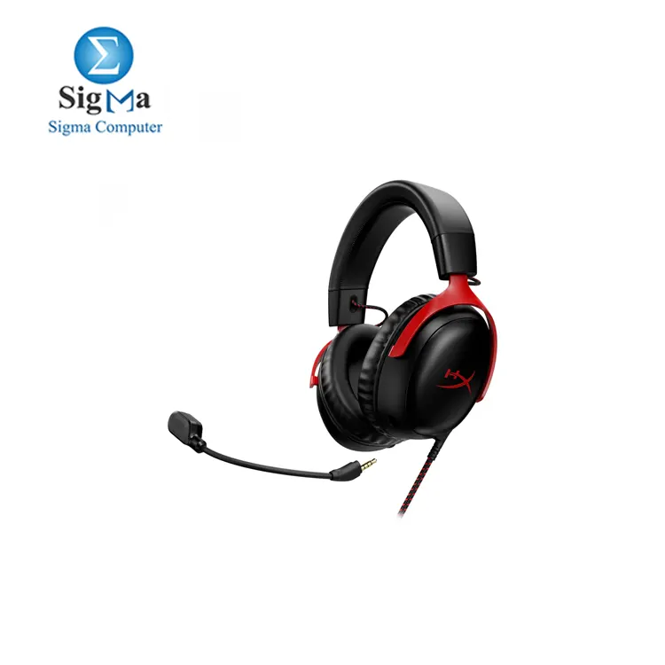 HyperX Cloud III      727A9AA  Wired Gaming Headset  PC  PS5  Xbox Series X S  Angled 53mm Drivers  DTS  Memory Foam  Durable Frame  Ultra-Clear 10mm Mic  USB-C  USB-A  3.5mm     Black Red Headphones Headset