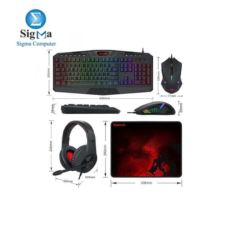 Redragon S101 Wired Rgb Backlit Gaming 4 In 1 Combo