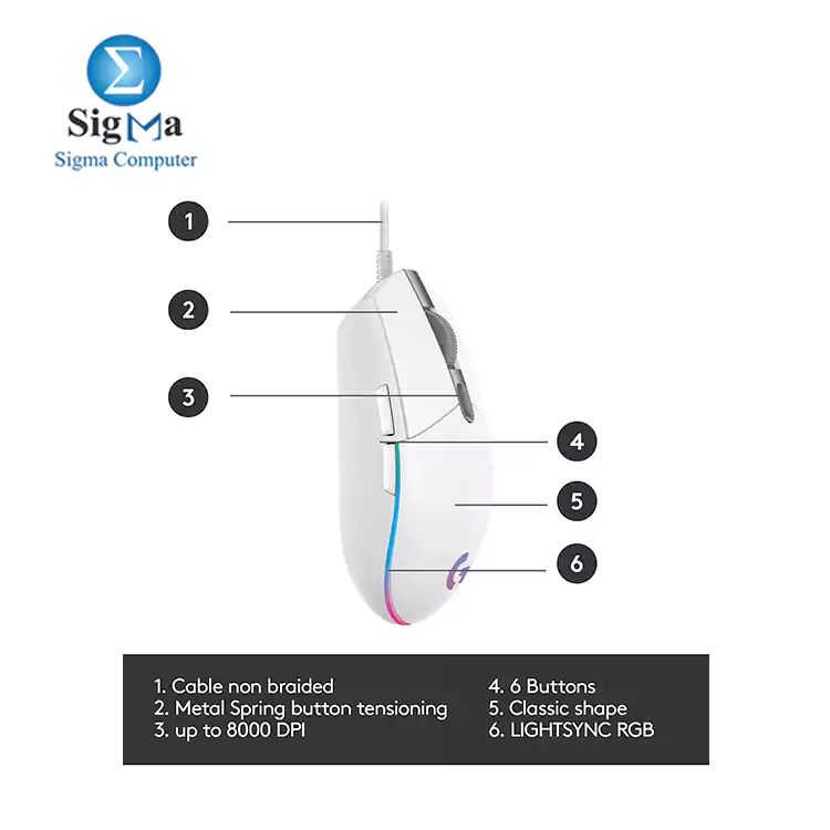 Logitech G102 LIGHTSYNC Gaming Mouse white