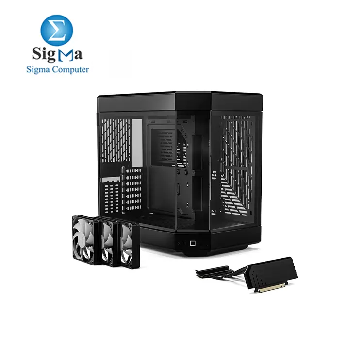 HYTE Y60 Modern Aesthetic Dual Chamber Panoramic Tempered Glass Mid-Tower ATX Computer Gaming Case with PCIE 4.0 Riser Cable Included  Black  CS-HYTE-Y60-B 