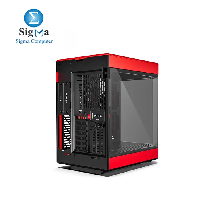 HYTE Y60 Modern Aesthetic Dual Chamber Panoramic Tempered Glass Mid-Tower ATX Computer Gaming Case with PCIE 4.0 Riser Cable Included  Red  CS-HYTE-Y60-BR 