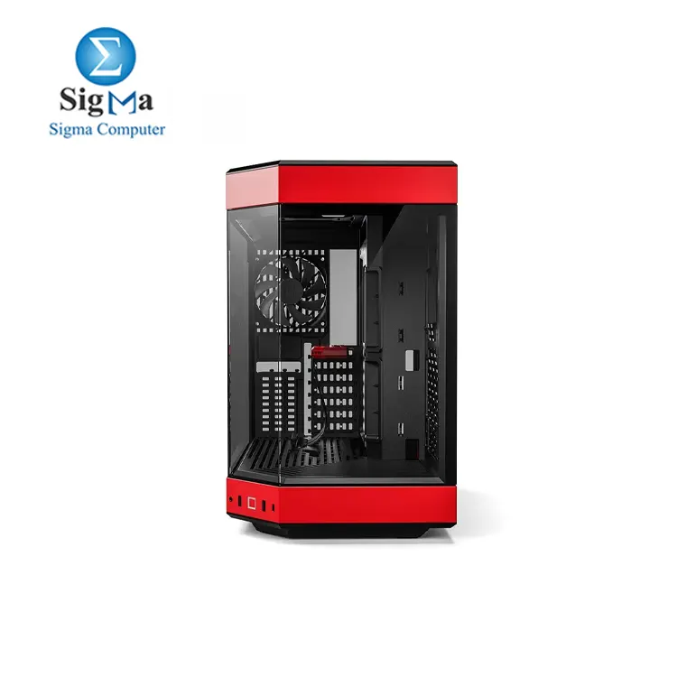 HYTE Y60 Modern Aesthetic Dual Chamber Panoramic Tempered Glass Mid-Tower ATX Computer Gaming Case with PCIE 4.0 Riser Cable Included  Red  CS-HYTE-Y60-BR 