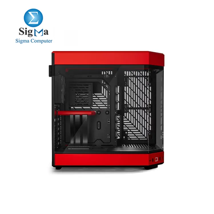 HYTE Y60 Modern Aesthetic Dual Chamber Panoramic Tempered Glass Mid-Tower ATX Computer Gaming Case with PCIE 4.0 Riser Cable Included  Red  CS-HYTE-Y60-BR 