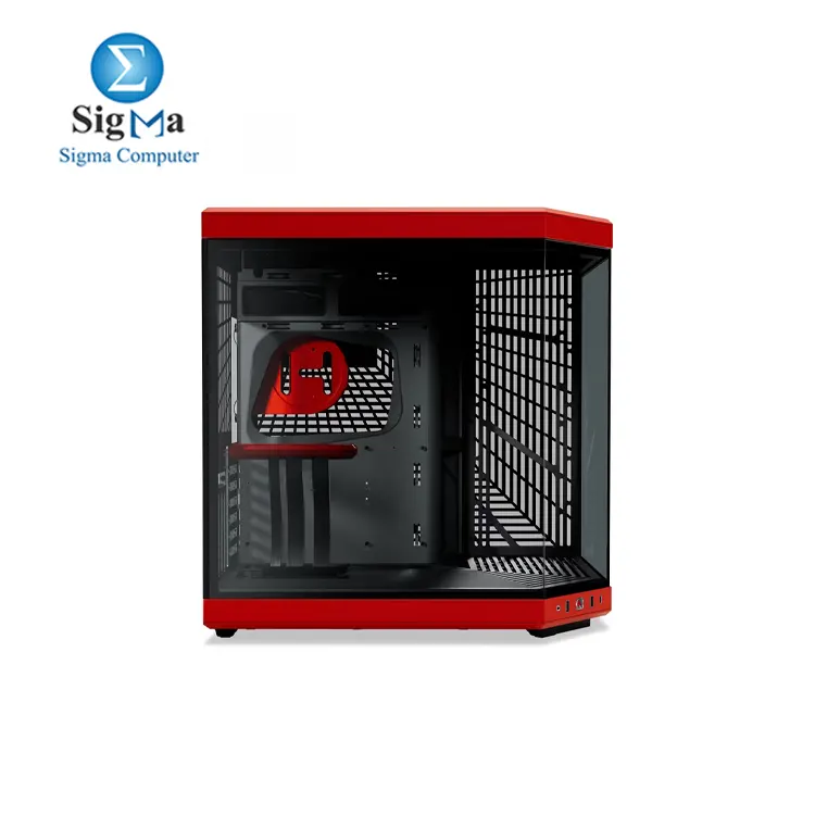 HYTE Y70 Upgraded Modern Aesthetic Dual Chamber Panoramic Tempered Glass Mid-Tower ATX Computer Gaming Case with PCIE 4.0 Riser Cable Included  Red  CS-HYTE-Y70-BR 