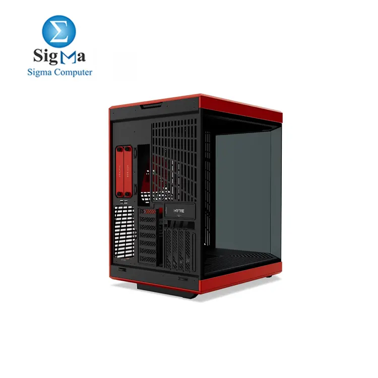 HYTE Y70 Upgraded Modern Aesthetic Dual Chamber Panoramic Tempered Glass Mid-Tower ATX Computer Gaming Case with PCIE 4.0 Riser Cable Included  Red  CS-HYTE-Y70-BR 