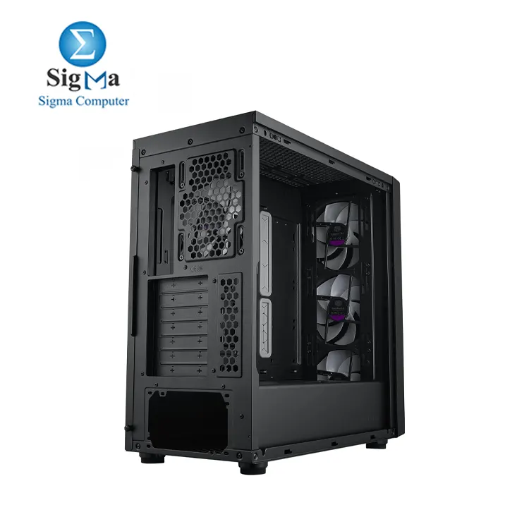 Cooler Master MasterBox 600 ATX Mid-Tower Case  Back-Connected Motherboard Asus MSI Gigabyte  410mm GPU Max   420mm AIO Max  Type C  Tempered Glass  Triple 140mm SickleFlow PWM  FineMesh Airflow