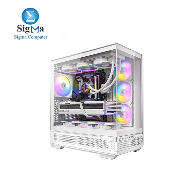 Antec C7 ARGB White, RTX 40 GPU Support, 4 x 120mm ARGB PWM Fans Included, Vertical Cooling, Type-C 10Gbps, Seamless Tempered Glass Front & Side Panels, 360mm Radiator Support, Mid-Tower E-ATX PC Case