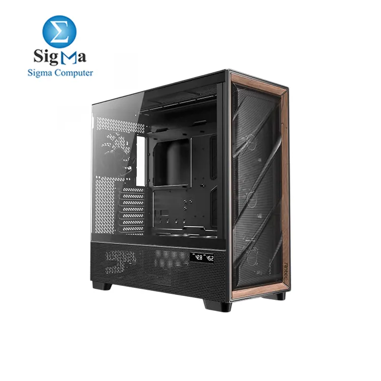 Antec Flux Pro  6 x PWM Fans Included  High-Airflow Front Panel with Walnut Wood  iShift PSU 90   Mount  USB3.0 x 2  Type-C  420mm Radiator Support  Temp. Display  Full-Tower E-ATX PC Case