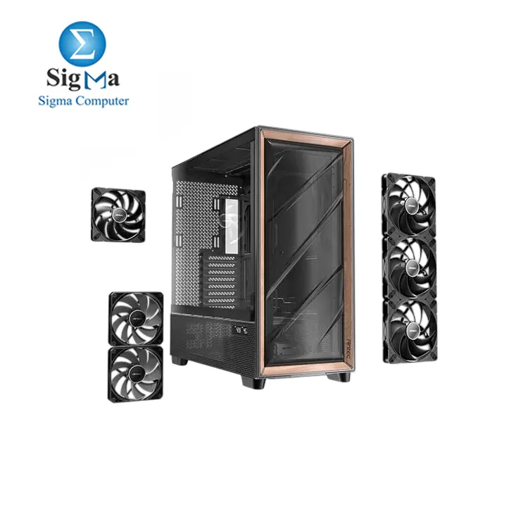 Antec Flux Pro  6 x PWM Fans Included  High-Airflow Front Panel with Walnut Wood  iShift PSU 90   Mount  USB3.0 x 2  Type-C  420mm Radiator Support  Temp. Display  Full-Tower E-ATX PC Case