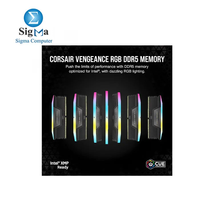 CORSAIR Vengeance RGB DDR5 RAM 64GB  2x32GB  5600MHz CL40 Intel XMP iCUE Compatible Computer Memory - Black  CMH64GX5M2B5600C40 