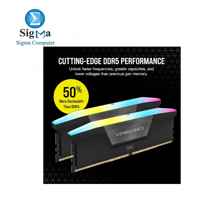 CORSAIR Vengeance RGB DDR5 RAM 64GB  2x32GB  5600MHz CL40 Intel XMP iCUE Compatible Computer Memory - Black  CMH64GX5M2B5600C40 