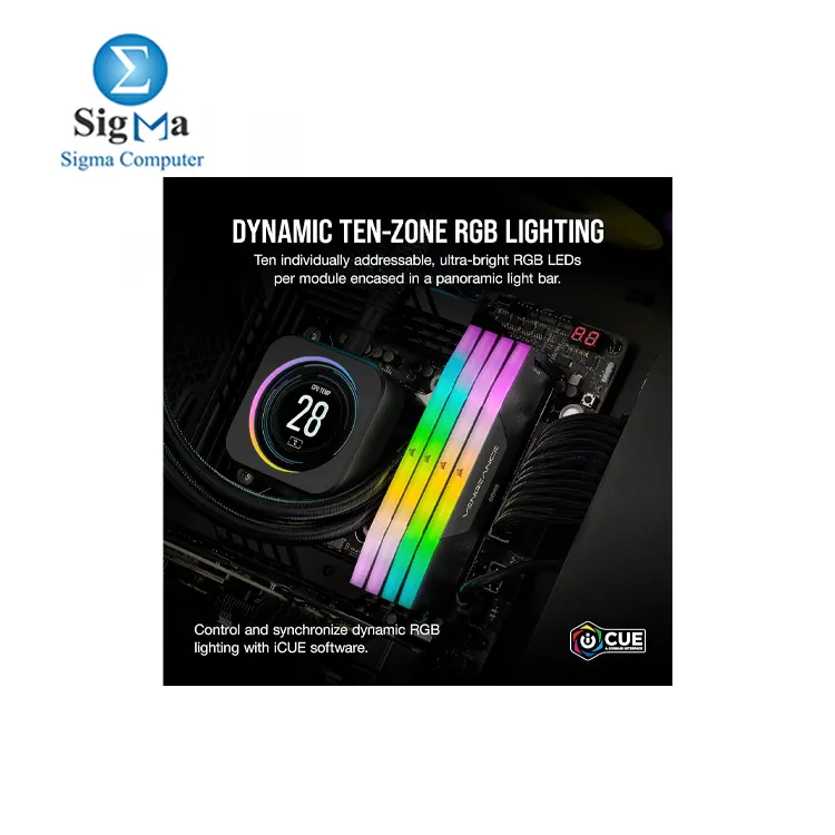 CORSAIR Vengeance RGB DDR5 RAM 64GB  2x32GB  5600MHz CL40 Intel XMP iCUE Compatible Computer Memory - Black  CMH64GX5M2B5600C40 
