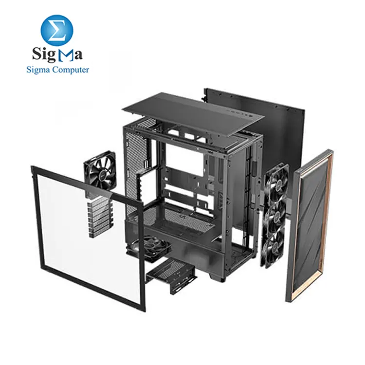 Antec Flux Wood  5 x PWM Fans Included  High-Airflow Front Panel with Walnut Wood  Type-C  420mm Radiator   Back Connect Motherboard Support  Up to 9 Fans Simultaneously  Mid-Tower E-ATX PC Case