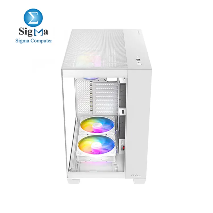 Antec C8 ARGB White  2x TQR 160mm   1x TQ 140mm ARGB PWM Fans Included dual-chamber layout  Type-C  360mm Radiator Support  Seamless TG Front   Side Panels  RTX 40 compatible  Full-Tower E-ATX PC Case