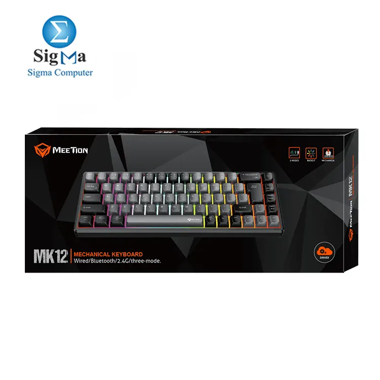 Meetion MK12 65% RGB Arabic Triple Mode Wireless And Bluetooth Mechanical Keyboard