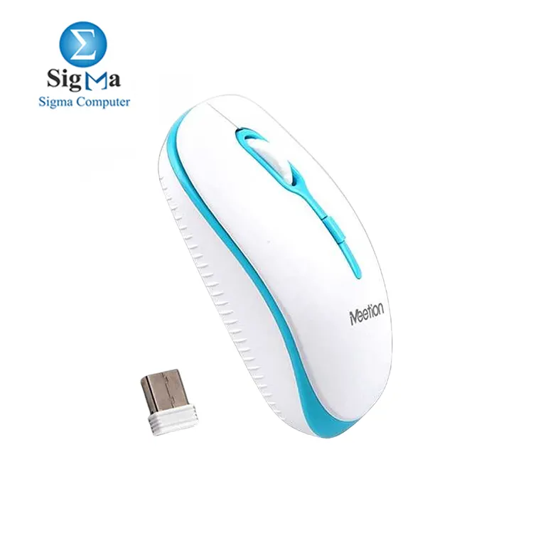 Meetion R547 White And Blue Wireless Optical Mouse -2.4Ghz