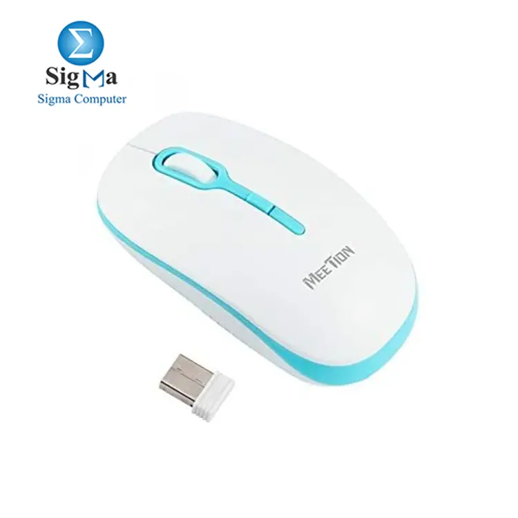 Meetion R547 White And Blue Wireless Optical Mouse -2.4Ghz