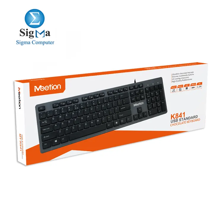 Meetion K841 USB Standard Chocolate Keyboard With Silicone multimedia buttons