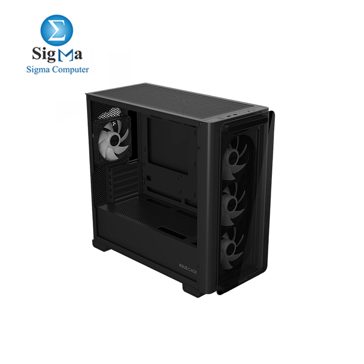 ASUS A23 Plus TG ARGB Black microATX PC Case (Pre-Installed ARGB Fans, Mesh Front Panel, Compatible with Hidden Port Motherboards, 360mm Radiators, 380mm Graphics, Black)