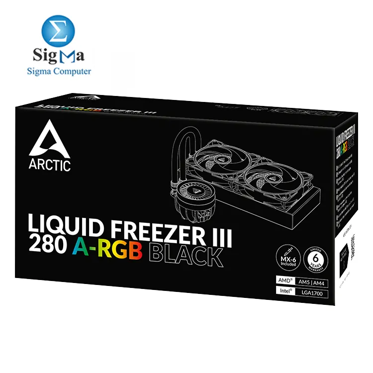 ARCTIC Liquid Freezer III 280 A-RGB - CPU AIO Water Cooler  Water Cooling PC  Intel   AMD  Efficient PWM-Controlled Pump  Fan  200   1900 RPM  LGA1851 and LGA1700 Contact Frame - Black