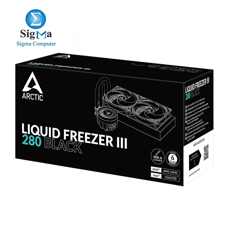 ARCTIC Liquid Freezer III 280 - CPU AIO Water Cooler, Water Cooling PC, Intel & AMD, Efficient PWM-Controlled Pump, Fan: 200–1700 RPM, LGA1851 and LGA1700 Contact Frame - Black