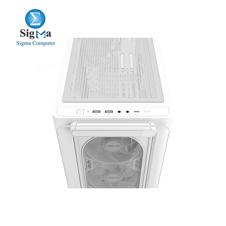 ASUS A23 Plus TG ARGB WHITE microATX PC Case (Pre-Installed ARGB Fans, Mesh Front Panel, Compatible with Hidden Port Motherboards, 360mm Radiators, 380mm Graphics, Black)