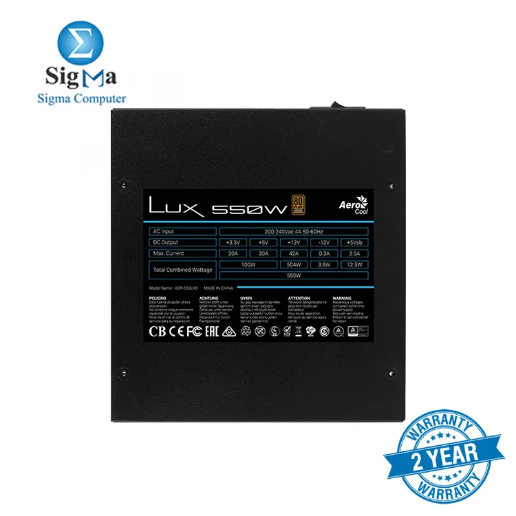 AEROCOOL LUX 550W POWER SUPPLY UNIT 80+PLUS BRONZE ACPB-LD55AEC.13