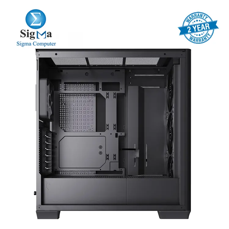 APNX C1-R Mid-Tower ATX Black PC Case, 4 Included High Airflow APNX FP1 ARGB Fans, up to 11 Total Fan Slots, Top and Side 360mm Liquid Cooler Support, 5-Port PWM ARGB Control Hub