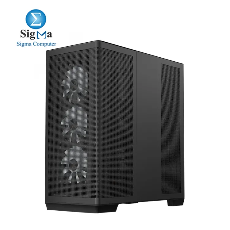 APNX C1-R Mid-Tower ATX Black PC Case, 4 Included High Airflow APNX FP1 ARGB Fans, up to 11 Total Fan Slots, Top and Side 360mm Liquid Cooler Support, 5-Port PWM ARGB Control Hub