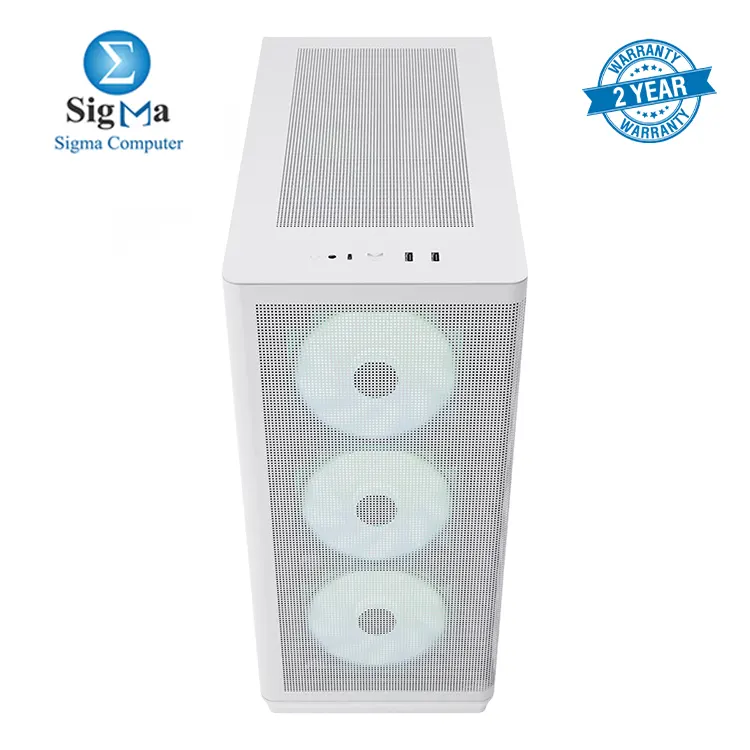 APNX C1 Mid-Tower ATX White PC Case  4 Included High Airflow APNX FP1 ARGB Fans  up to 11 Total Fan Slots  Top and Side 360mm Liquid Cooler Support  5-Port PWM ARGB Control Hub