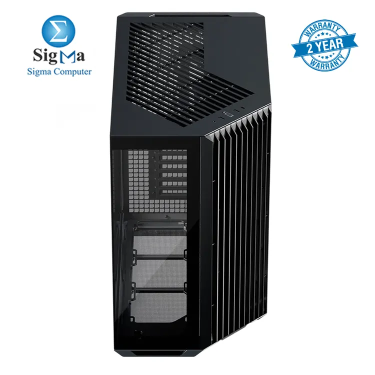 APNX V1 Dual-Chamber ATX Mid-Tower Airflow PC Case, Panoramic Glass Panels, 10 Fan Slots, 360mm Radiator Support, Front Angular Intake 16cmx2 Fan Bracket, GPU Mount, Cable Management, Type-C, Black APCM-VI01003.11