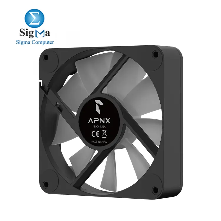 APNX FP1-140 Black Performance ARGB Fan  140mm  30mm Frame Width  PWM 500-1300 RPM  High Air Flow  Hydraulic Bearing  Thick Shock-Absorbing Pad  for PC Case  Liquid and Air Cooler