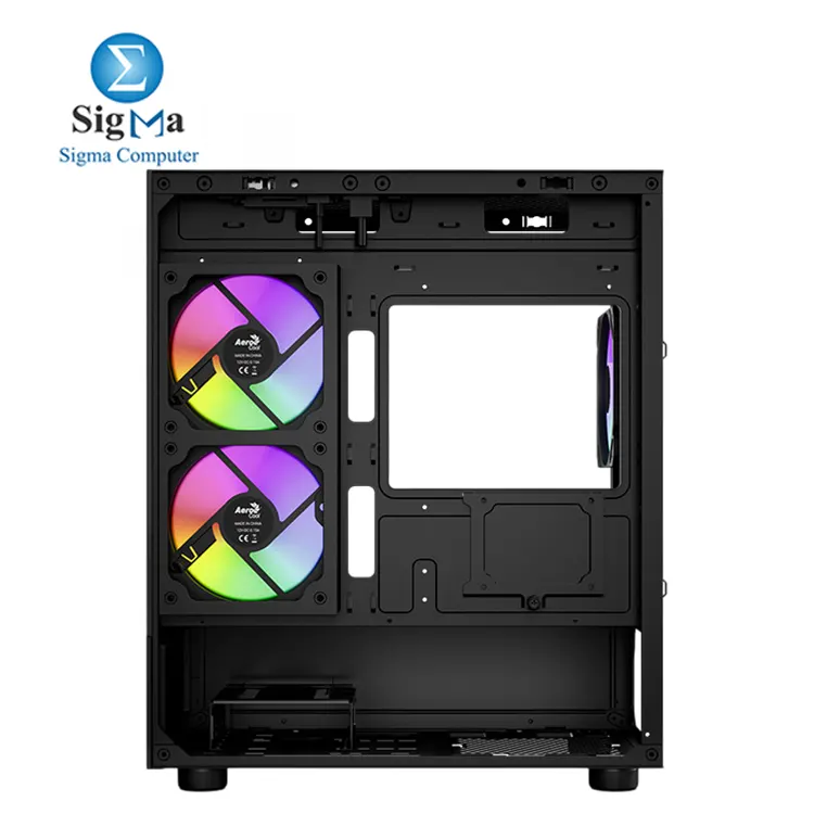 AeroCool Viewport Mini Tower Case  Gaming PC Case  Optimised Airflow  Includes 3 RGB Fans  Compatible with Micro ATX and Mini-ITX Motherboards  Tempered Glass Front and Side Panels  Black