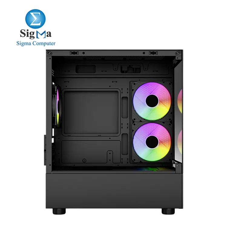 AeroCool Viewport Mini Tower Case  Gaming PC Case  Optimised Airflow  Includes 3 RGB Fans  Compatible with Micro ATX and Mini-ITX Motherboards  Tempered Glass Front and Side Panels  Black