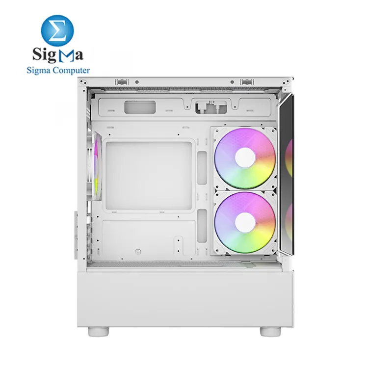 AeroCool Viewport Mini Tower Case Gaming PC Case Optimised Airflow Includes 3 RGB Fans Compatible with Micro ATX and Mini-ITX Motherboards Tempered Glass Front and Side Panels White