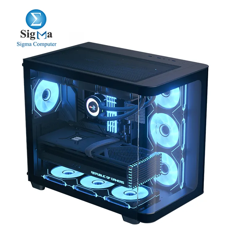 AEROCOOL P500C-G-BK-v1 mid-tower case with tempered glass panels  pre-installed ARGB fans  radiator support up to 360mm compatibility for ATX Micro ATX Mini-ITX motherboards  GPUs up to 450mm  and CPU coolers up to 162mm