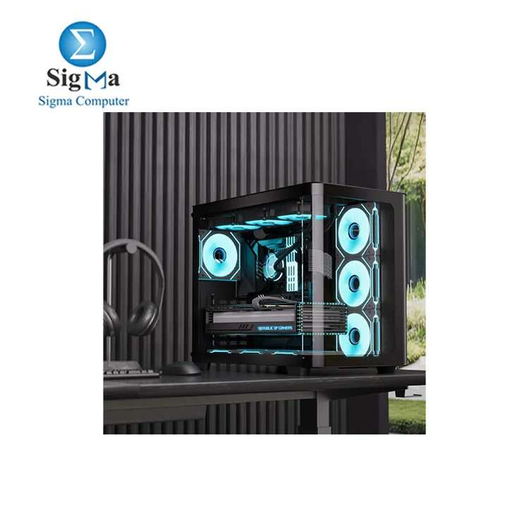 AEROCOOL P500C-G-BK-v1 mid-tower case with tempered glass panels  pre-installed ARGB fans  radiator support up to 360mm compatibility for ATX Micro ATX Mini-ITX motherboards  GPUs up to 450mm  and CPU coolers up to 162mm