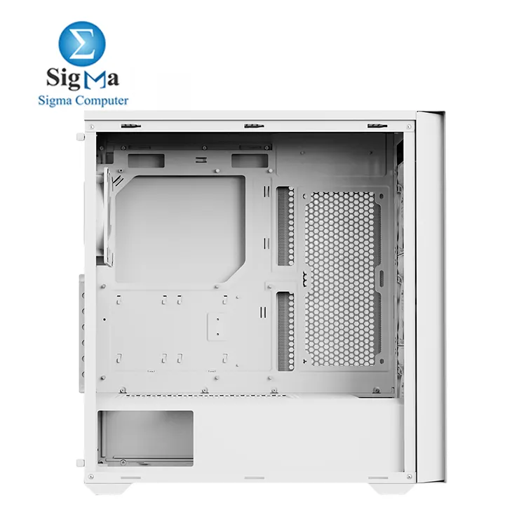 AeroCool D501A Mid Tower Case, Wood-Accented Mesh Front, 360mm Radiator Support, 11 Fan Slots, 400mm GPU, ATX/m-ATX/Mini-ITX, Magnetic Dust Filters, SPCC Steel Construction, Trendy PC Build, White