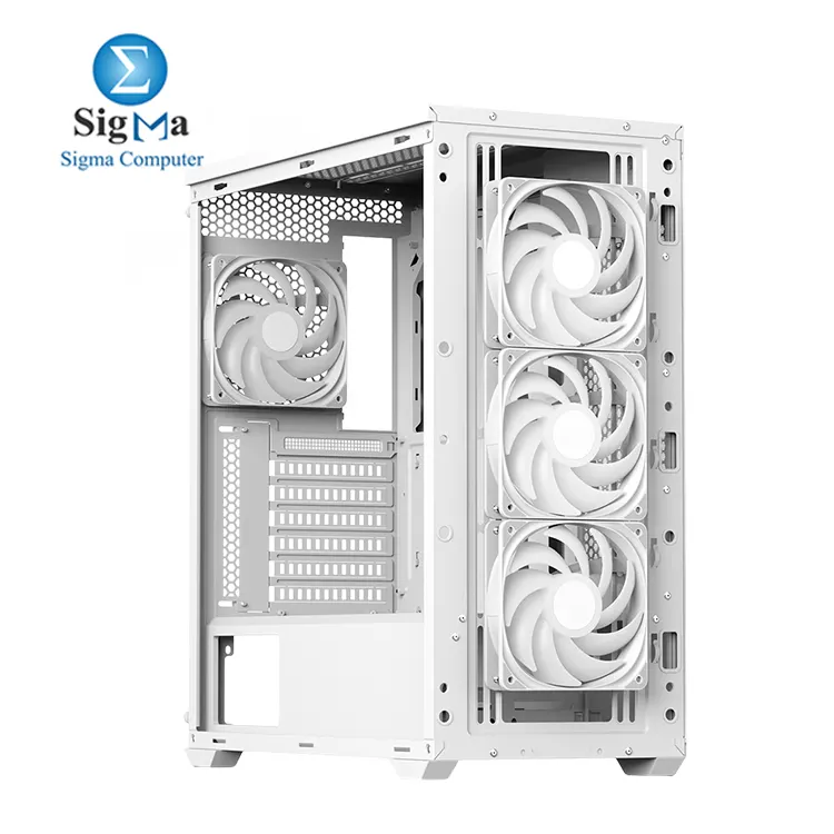 AeroCool D501A Mid Tower Case, Wood-Accented Mesh Front, 360mm Radiator Support, 11 Fan Slots, 400mm GPU, ATX/m-ATX/Mini-ITX, Magnetic Dust Filters, SPCC Steel Construction, Trendy PC Build, White