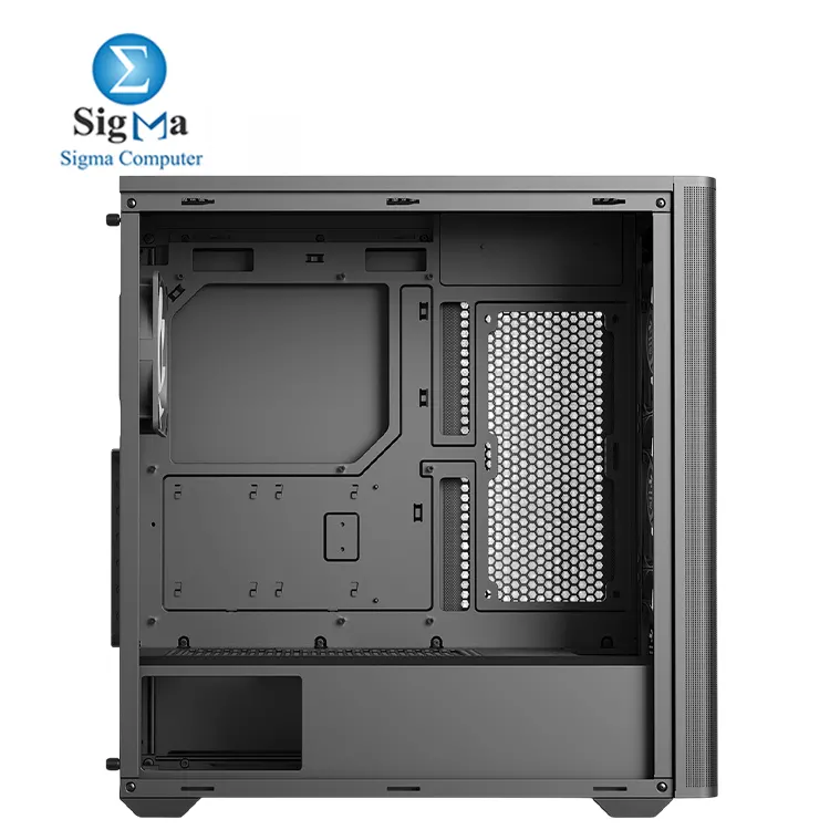 AeroCool D501A Mid Tower Case Wood-Accented Mesh Front 360mm Radiator Support 11 Fan Slots 400mm GPU ATX m-ATX Mini-ITX Magnetic Dust Filters SPCC Steel Construction Trendy PC Build Black