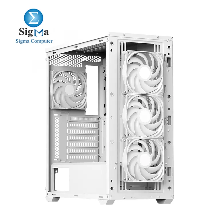 AeroCool D502A Mid Tower Case, Mesh Front Panel, 360mm Radiator Support, 11 Fan Slots, 400mm GPU, ATX/m-ATX/Mini-ITX, Magnetic Dust Filters, SPCC Steel Construction, Trendy PC Build, White