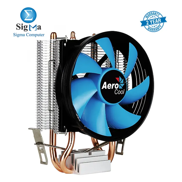 Aerocool Verkho 2 CPU cooler with Heat Core Touch Technology, 100W TDP, 90mm fan (800-2000 RPM), 18.5-23.6 CFM airflow, PWM-4pin connector, and broad socket compatibility (LGA 1700, AM5)